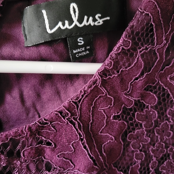 Lulus small purple lace mini pencil dress event homecoming bridesmaid wine - Picture 5 of 5